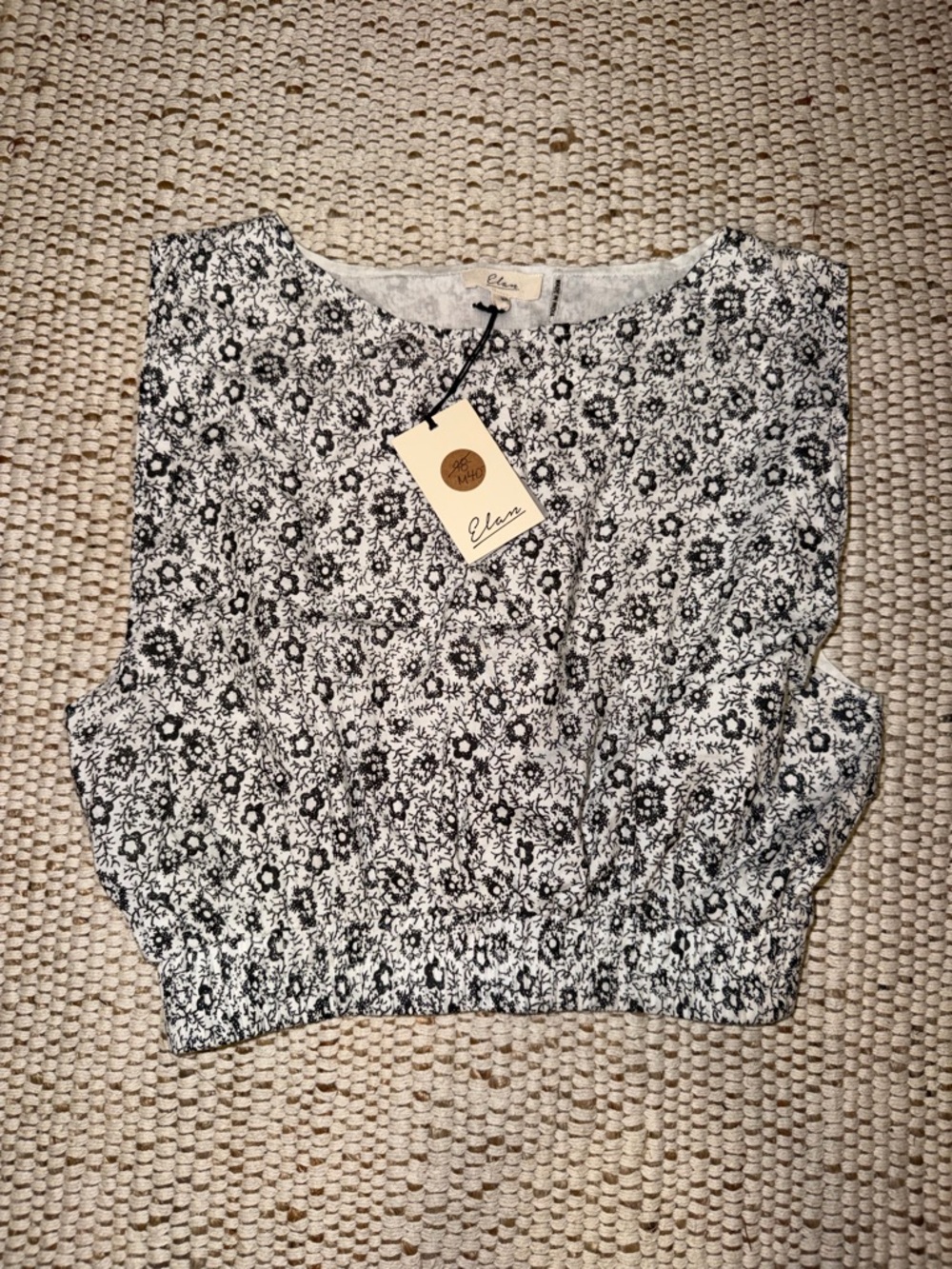 Elan Monochrome Floral Sleeveless Blouse